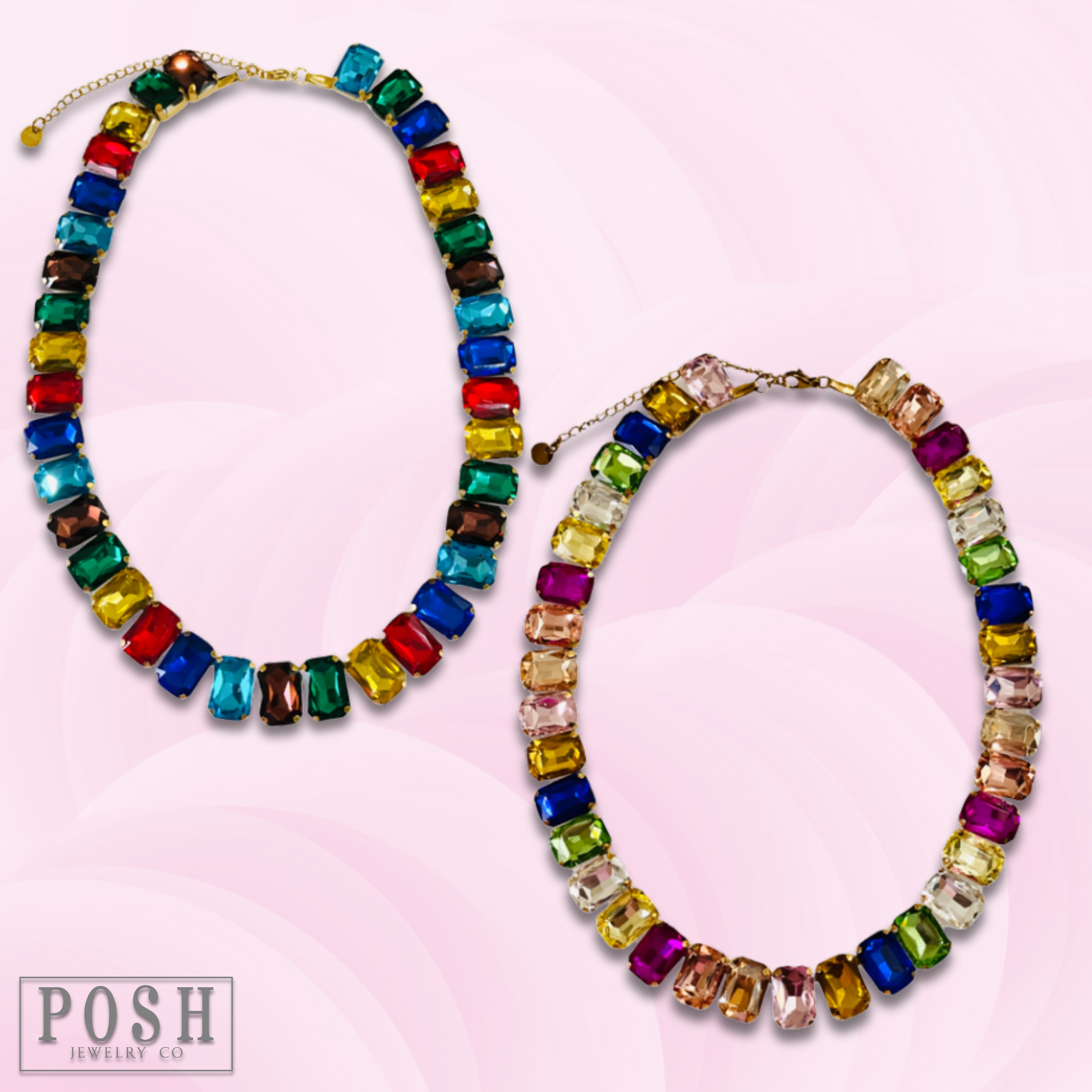 Pink Panache Brands – Colar com missangas/pérolas por atacado – Colar de strass multicolorido - LC1