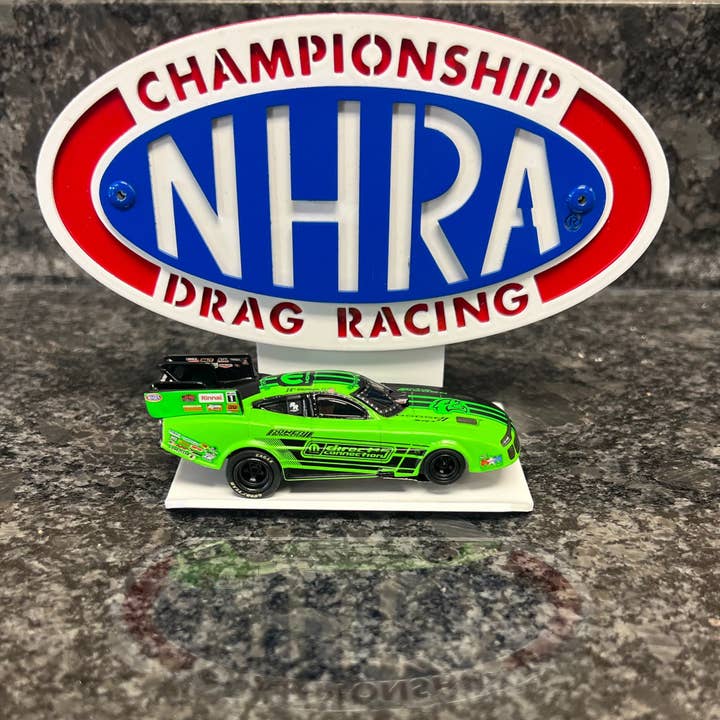 NHRA Championship Drag Racing Logo 1/64 Diecast Display for wholesale by Premier Metal Art