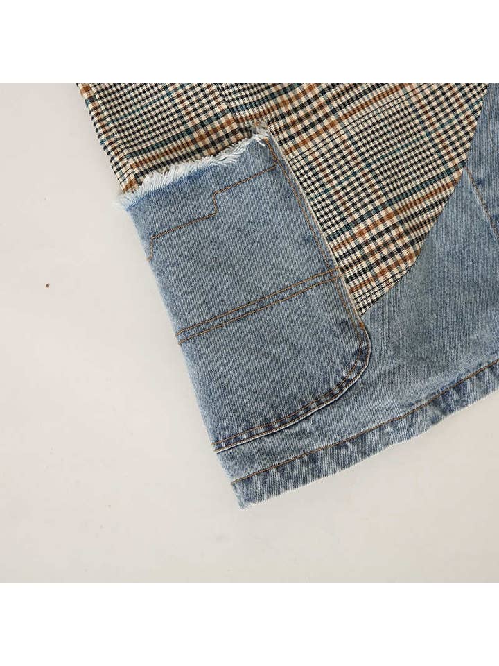 Luxe & Leather by Madonna & Co - Wholesale Blazer - Women's - Plaid Denim Blazer 3