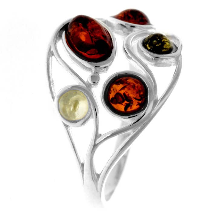 Anello classico in argento Sterling 925 e vera ambra baltica, GL747 per la vendita all'ingrosso da parte di SilverAmber Jewellery