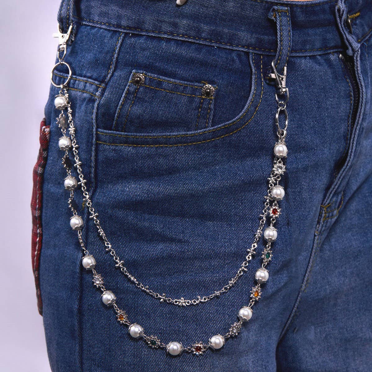 NINEXIS - Wholesale Jewelry Set - CWAJE05841_RHINESTONE FLOWER PEARL CHAIN BELT SET3