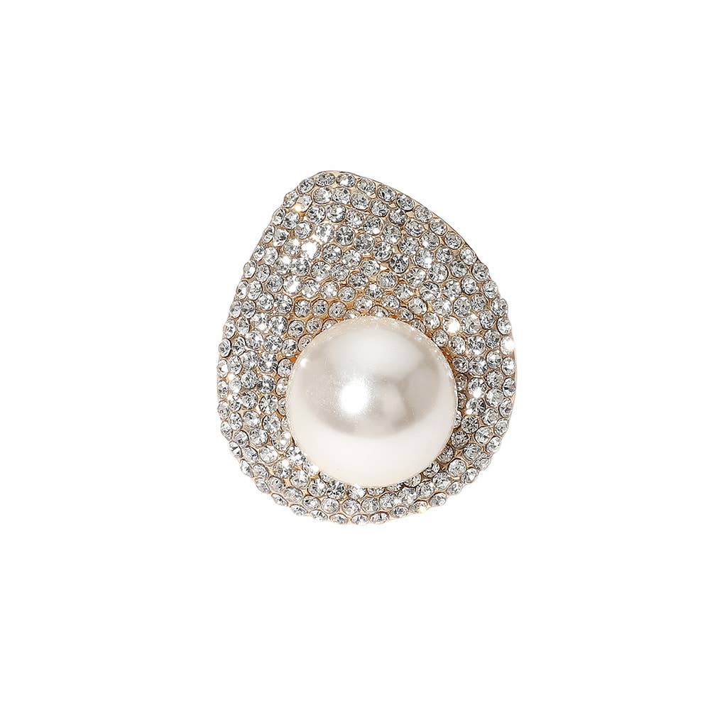 Sensibling Corp. - Wholesale Cocktail/Statement Ring - Pearl Stone Paved Stretch Ring
2