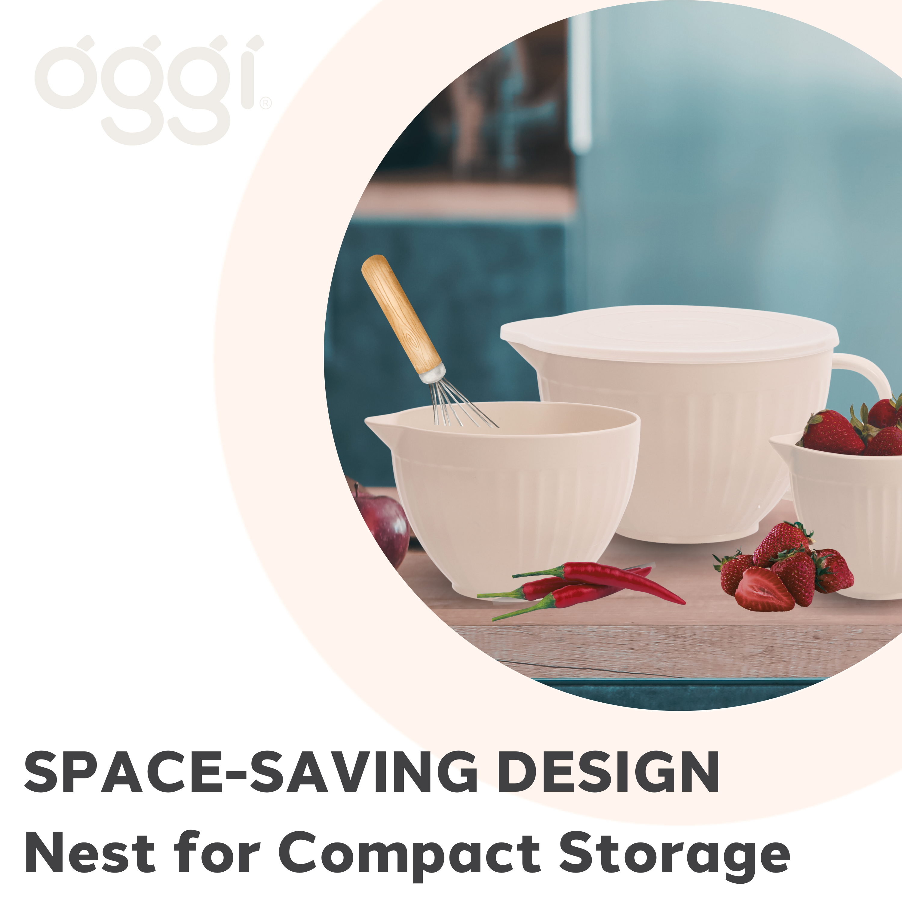 Oggi - Vente Bol mélangeur - Ensemble de 3 bols à mélanger avec bec verseur - 0,5, 1, 2 Qt3