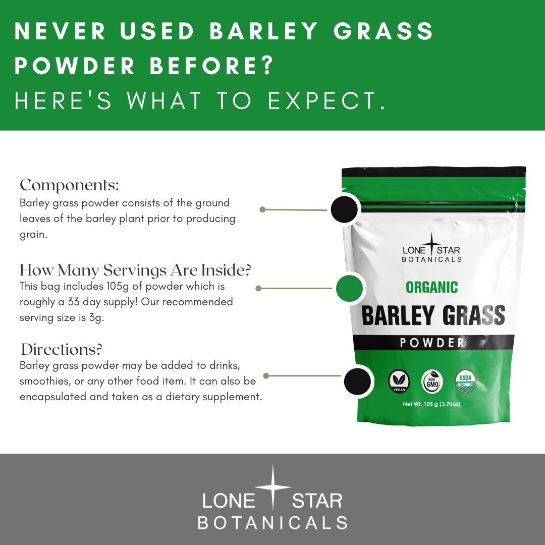 Lone Star Botanicals - Wholesale Protein/Superfood Powder - Organic Barley Grass Powder -- 3.52 oz4