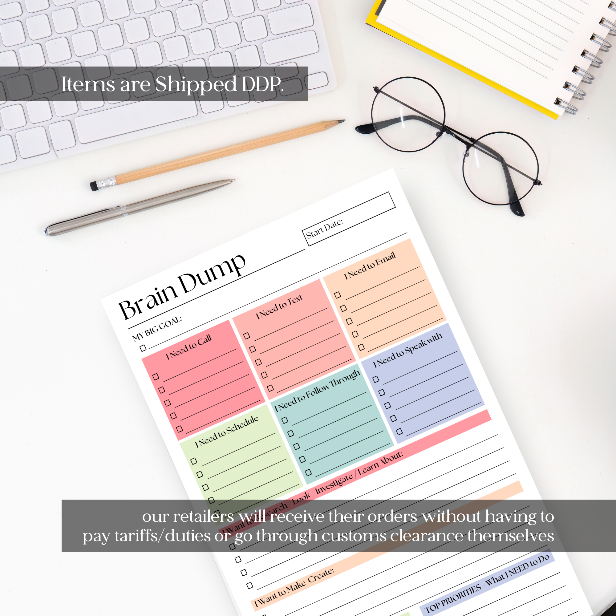 Eleventh and Taylor – wholesale Anteckningsblock – Brain Dump Anteckningsblock: 50-sidig Daglig ADHD-planerare3