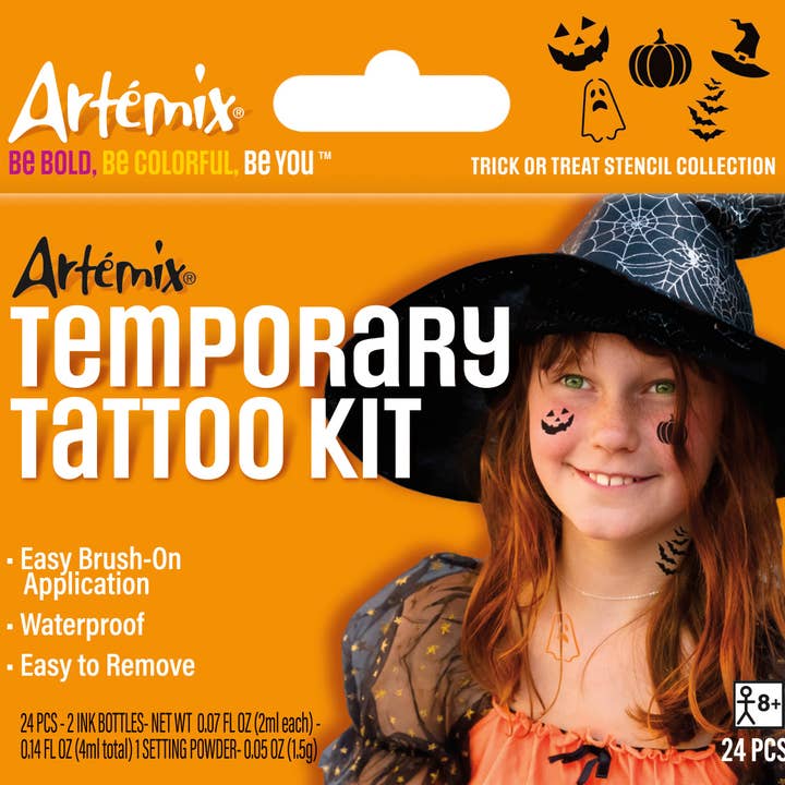 Kit de tatouage temporaire Artémix 24 pièces : Trick or Treat pour la vente par Artemix Body Art