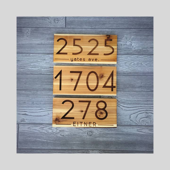 CEDAR WOOD SIGNS - ADDRESS | HOME DECOR for wholesale by Iron and Grain Leather Co.