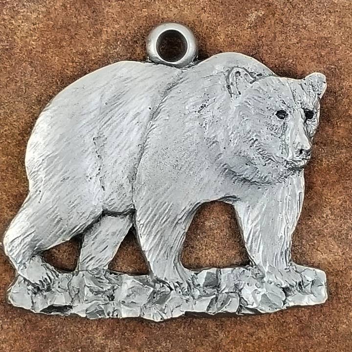 Grizzly Bear Pewter Ornament Figurine for wholesale by Schumann Sculpture