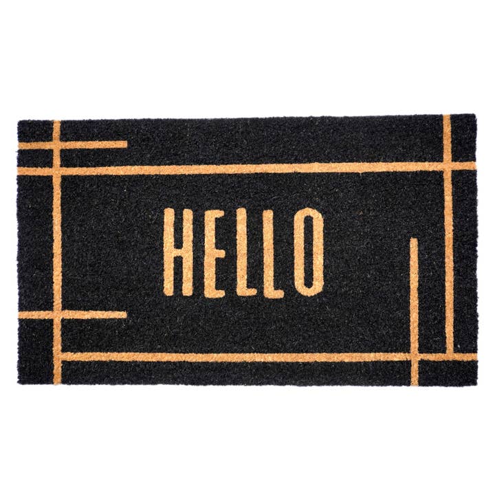 Modern Black Hello Doormat for wholesale by Calloway Mills