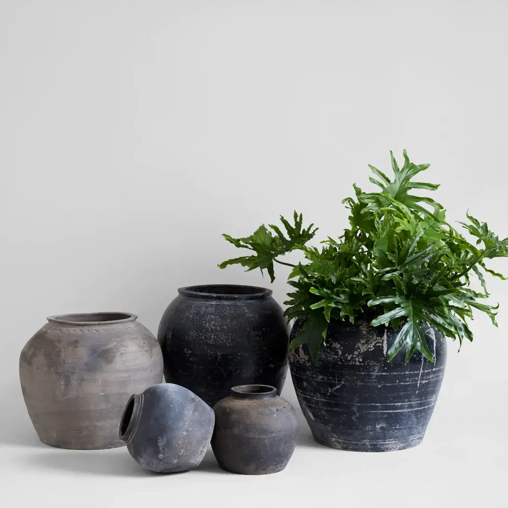 Element Accessories USA - Vente Pot - pots vintage en argile gris mat, poterie intérieure rustique, urnes11