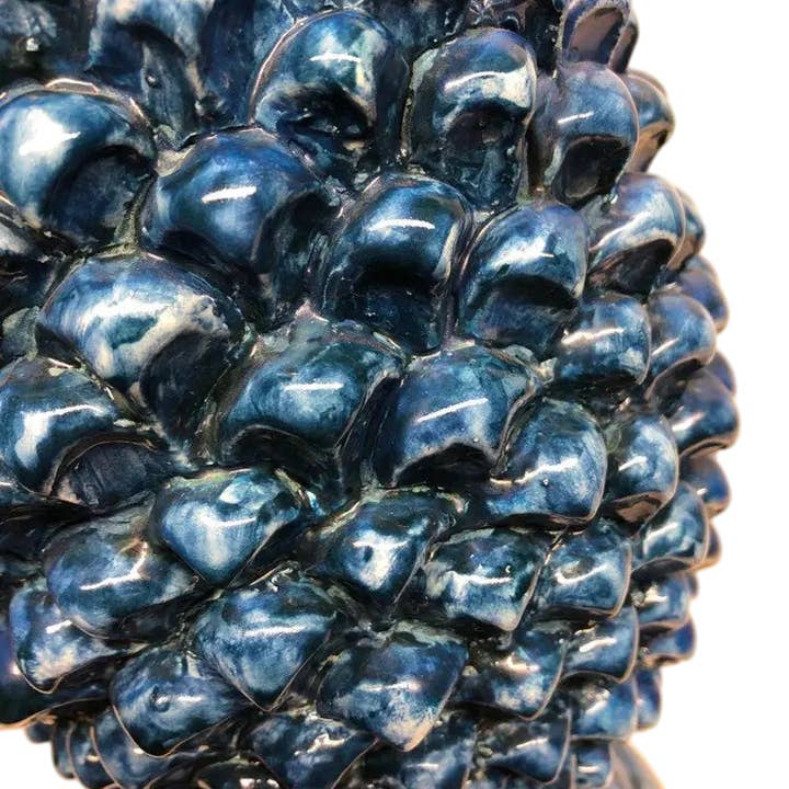 DD Ceramiche Siciliane - Vendita all'ingrosso Decorazioni da tavolo - Pigna Ceramica Caltagirone cm H.45 Artigianale Blu Antico Linea Luis3