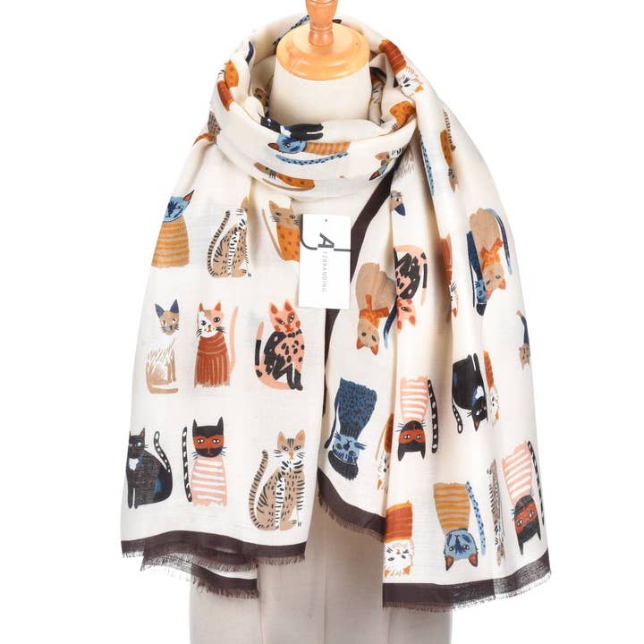 Funkyrel® Atzbranding Limited - Wholesale Sjaal - Dames - Scarvii sjaal met schattig cartoon kattenpatroon10