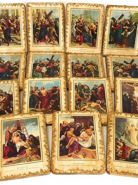 Via Crucis in wood cm. 15x20 for wholesale by Costa Articoli Religiosi