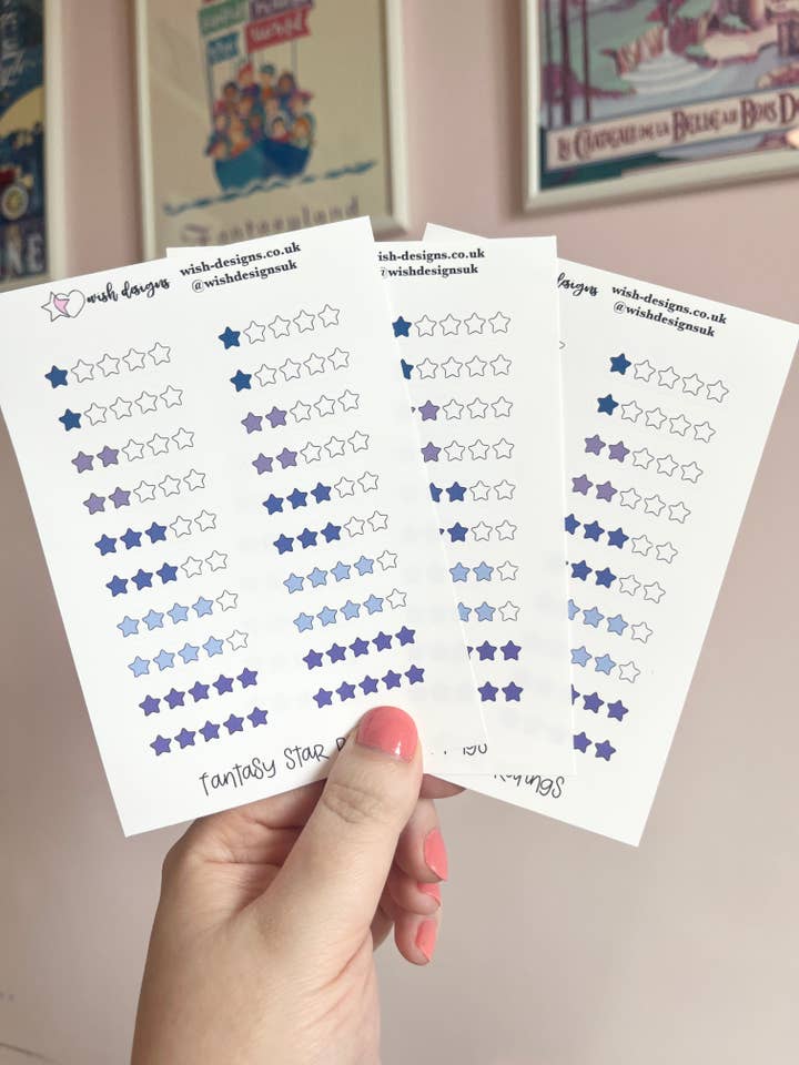 Foglio adesivo in vinile Fantasy Star Ratings per la vendita all'ingrosso da parte di Wish Designs