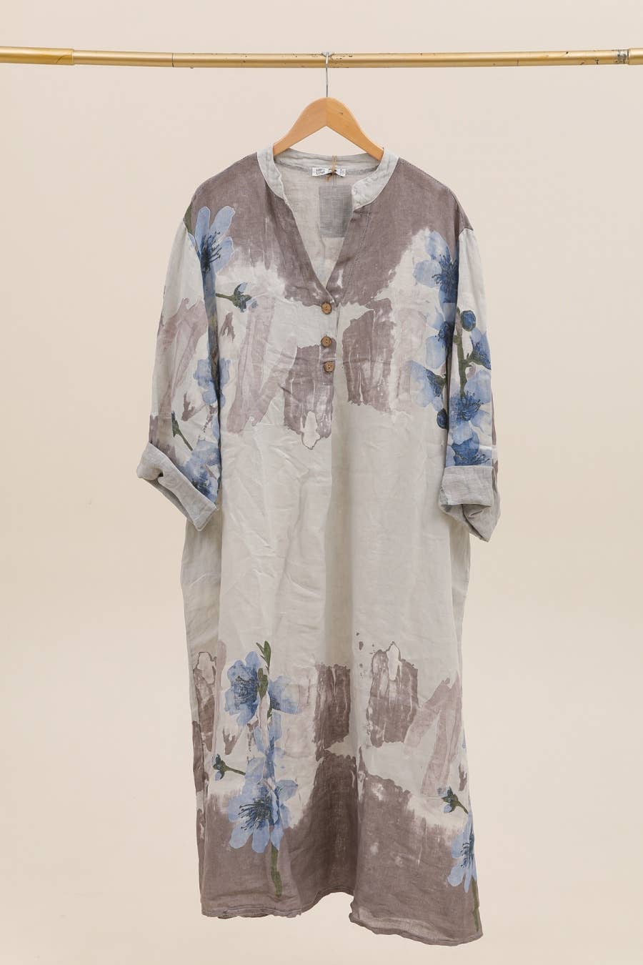 Lea & Luc - Grandes Tailles - Wholesale Dress - Women's - Floral print dress in 100% Linen REF. 7223014
