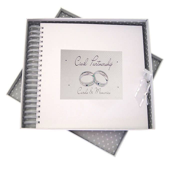 Civil Ceremony Rings - Kort & Minnesbok (CP10) för wholesale av White Cotton Cards
