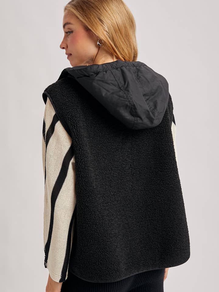 Bluivy - Wholesale Outerwear Vest - Women's - SHERPA FLEECE HOODED VEST WITH FAUX SUEDE INNER12