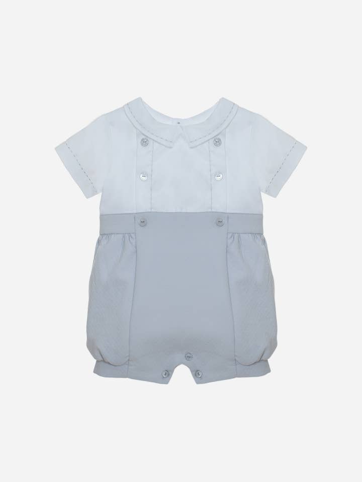 Tuta grigia in piqué e raso per la vendita all'ingrosso da parte di Patachou