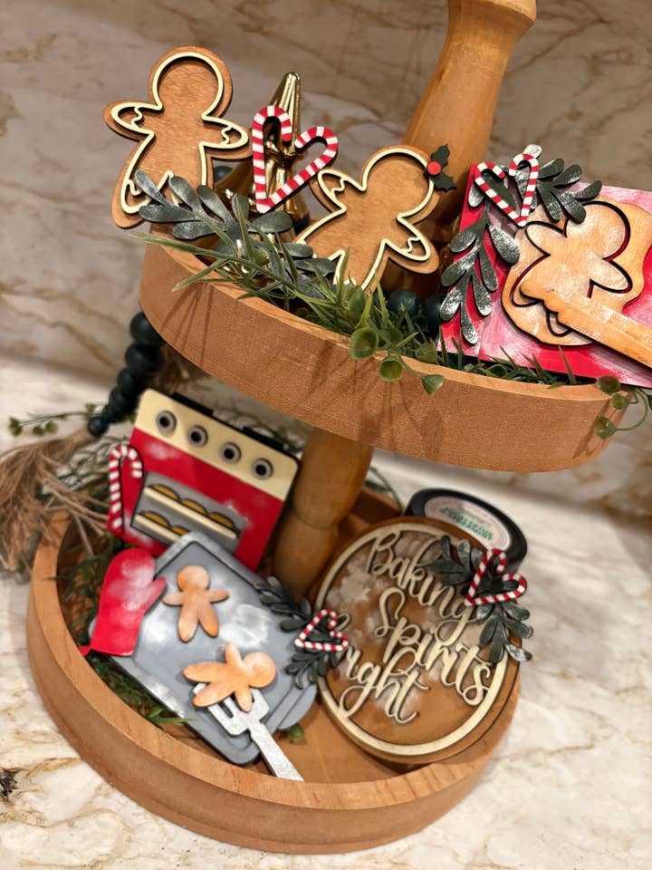 Baking Spirits Bright Tiered Tray Decor Set for wholesale by PepperJack Designs