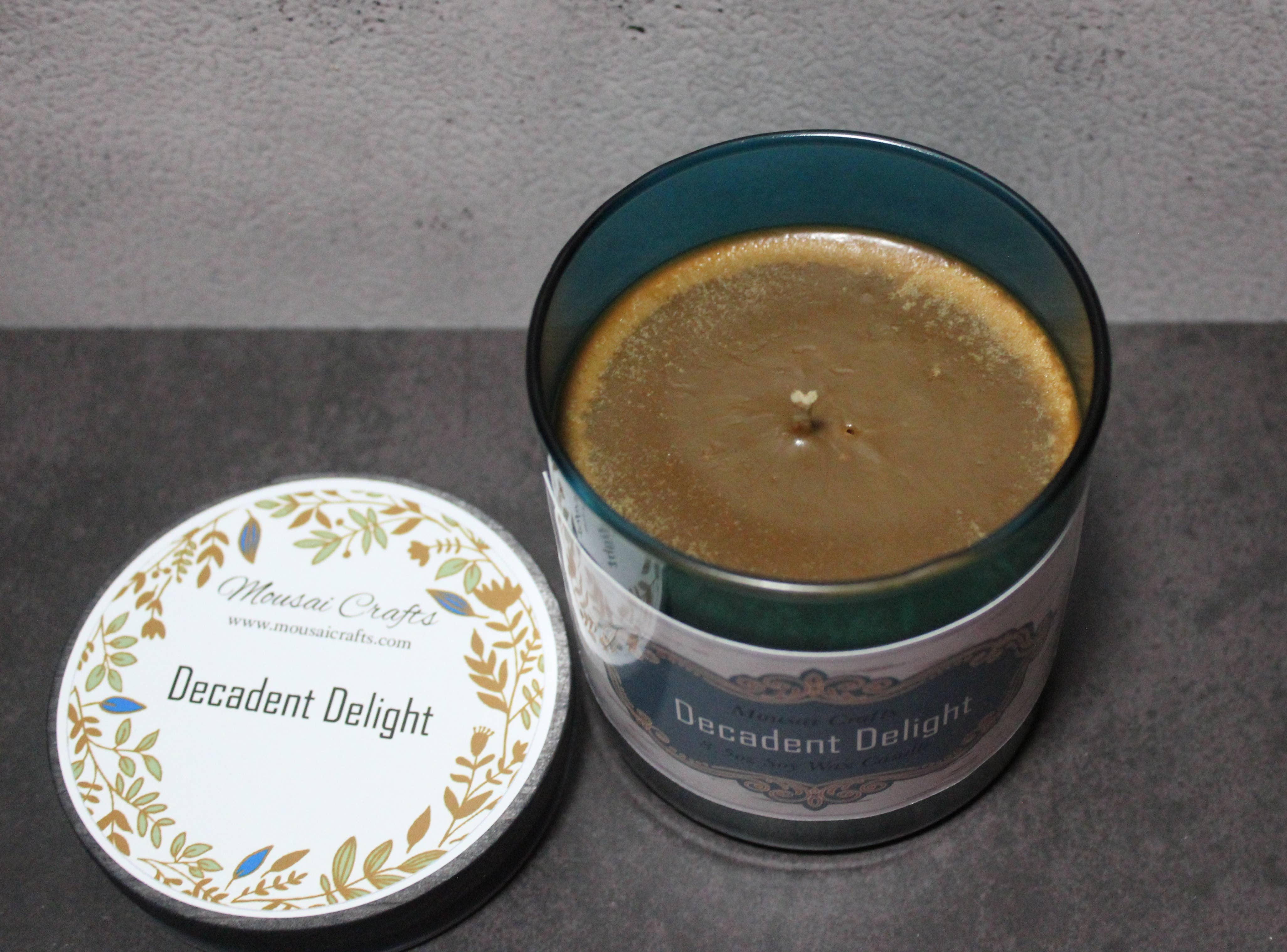 Mousai Crafts - Wholesale Jar/Filled Candle - Decadent Delight 8.5oz Soy Wax Candle5