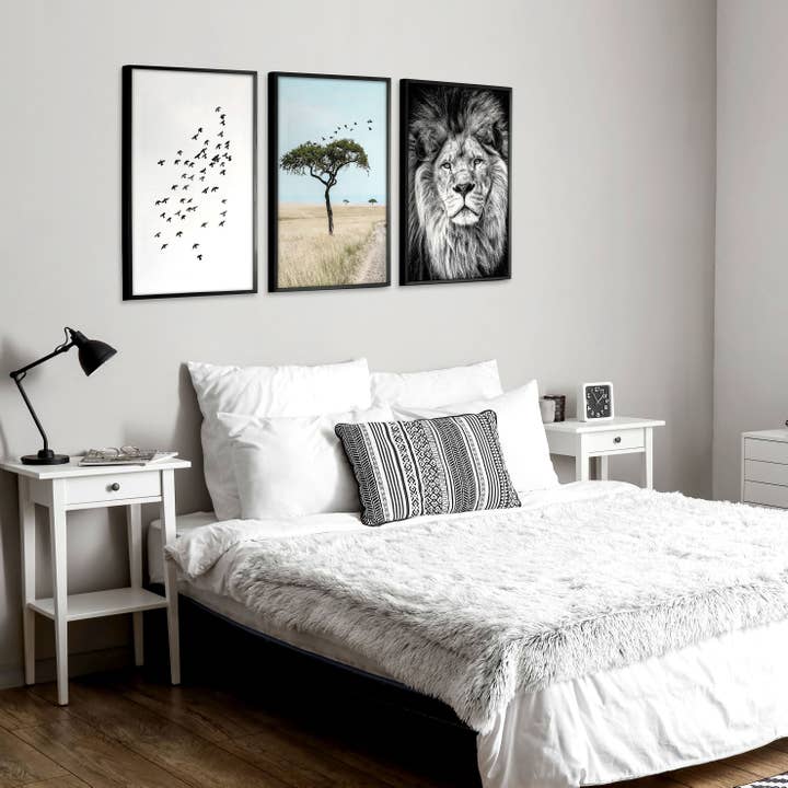 Safari Accessories For Bedroom | Set of 3 African Wildlife Wall art Prints for wholesale by About Wall Art