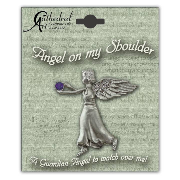 Abbey & CA Gift - Wholesale Lapel Pin/Button - Angel On My Shoulder Pin