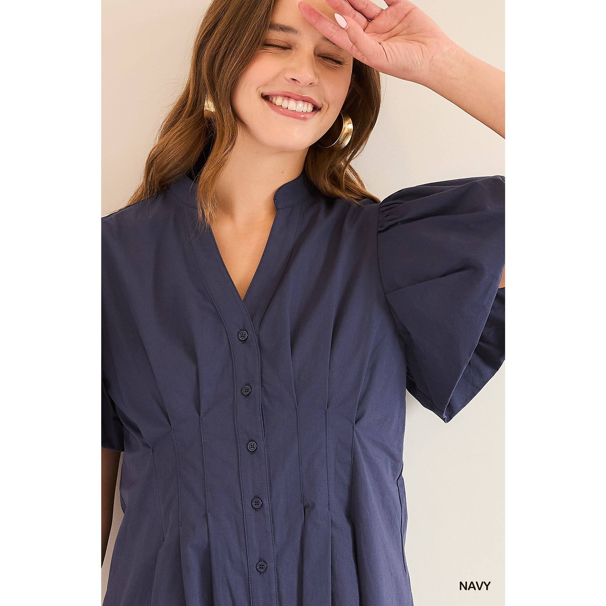 STYLE USA - Vente Robe – femme - Robe plissée à manches courtes14
