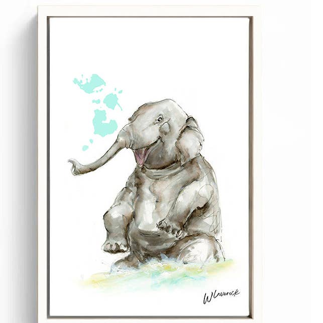 Edición Limitada Lienzo Impreso Harry el Elefante Feliz para venta al por mayor de Wendy Laverick