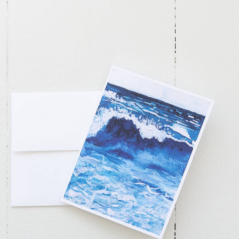 Finding Silver Pennies - Wholesale Everyday Greeting Card - Breaking Wave Watercolor Note Card | Seascape Greeting Card1