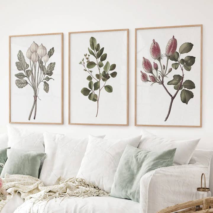PrintSets.com - Wholesale Gallery Wall Set - Rustic Botanical Print. Vintage Flowers Wall Art4
