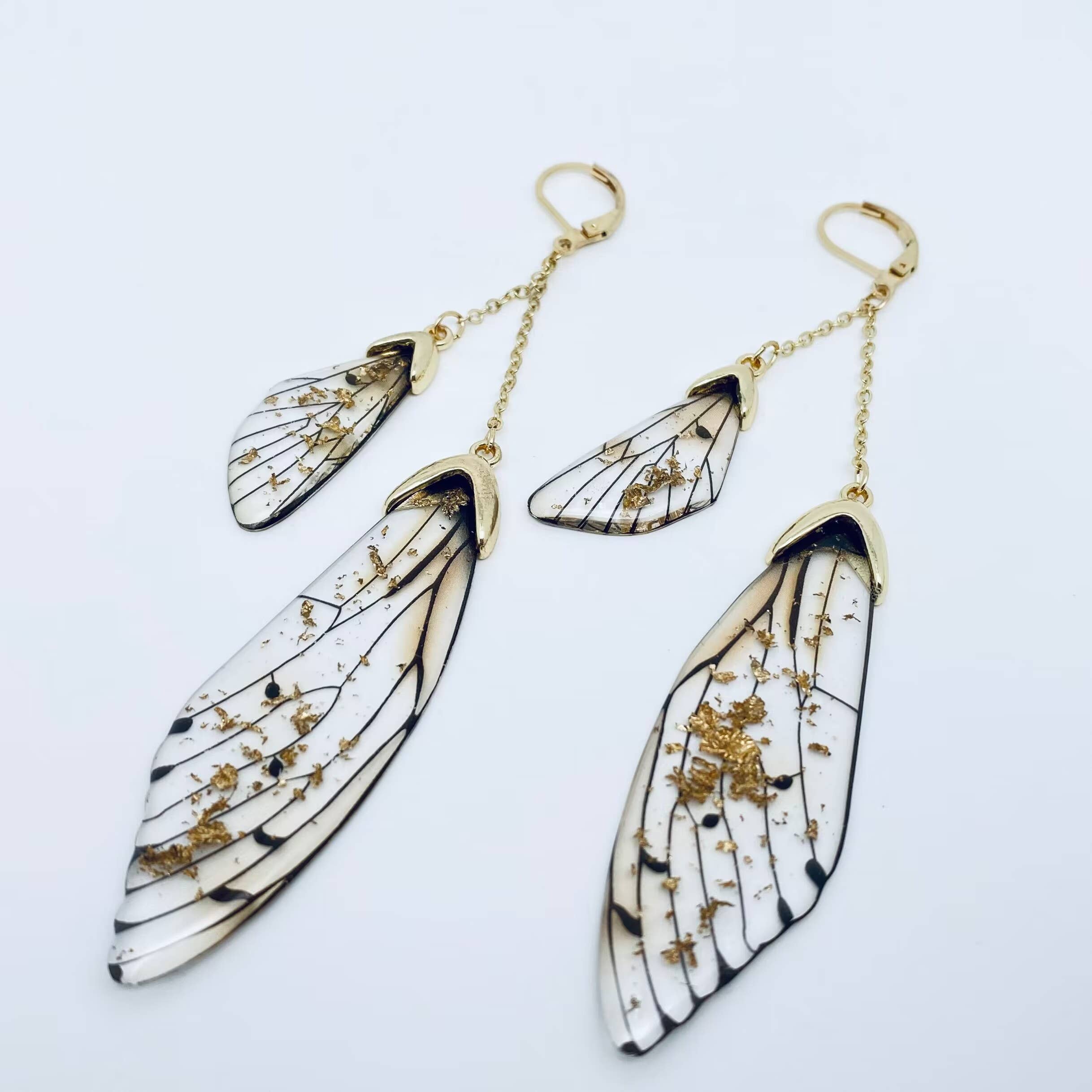 Mio Queena - Wholesale Clip-On Earrings - Butterfly Wings Ear Clip Gradient Color Cicada Wing Earrings7