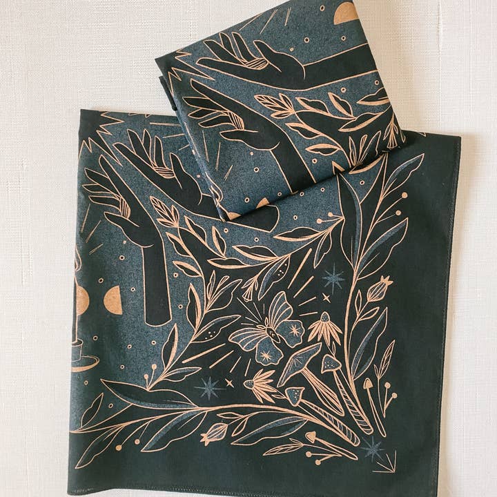 Lantern Print Co. - Wholesale Bandana - Unisex - Bandana: Luminary; Black