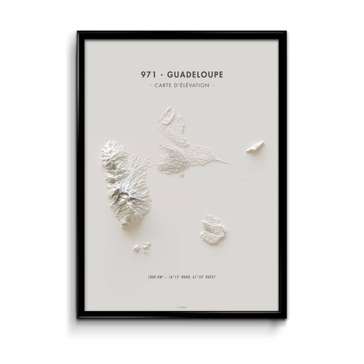 Mappa altimetrica Guadalupa per la vendita all'ingrosso da parte di Finke