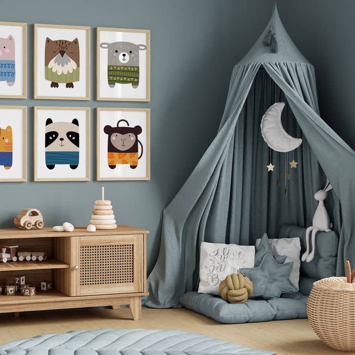 Animal Frame Prints Woodland Cute Baby Nursery Decor Poster Safari Children's Picture Wall Art Work Boys Bedroom Girls Room Home Decor Ideas for wholesale by Hello Beautiful Designs