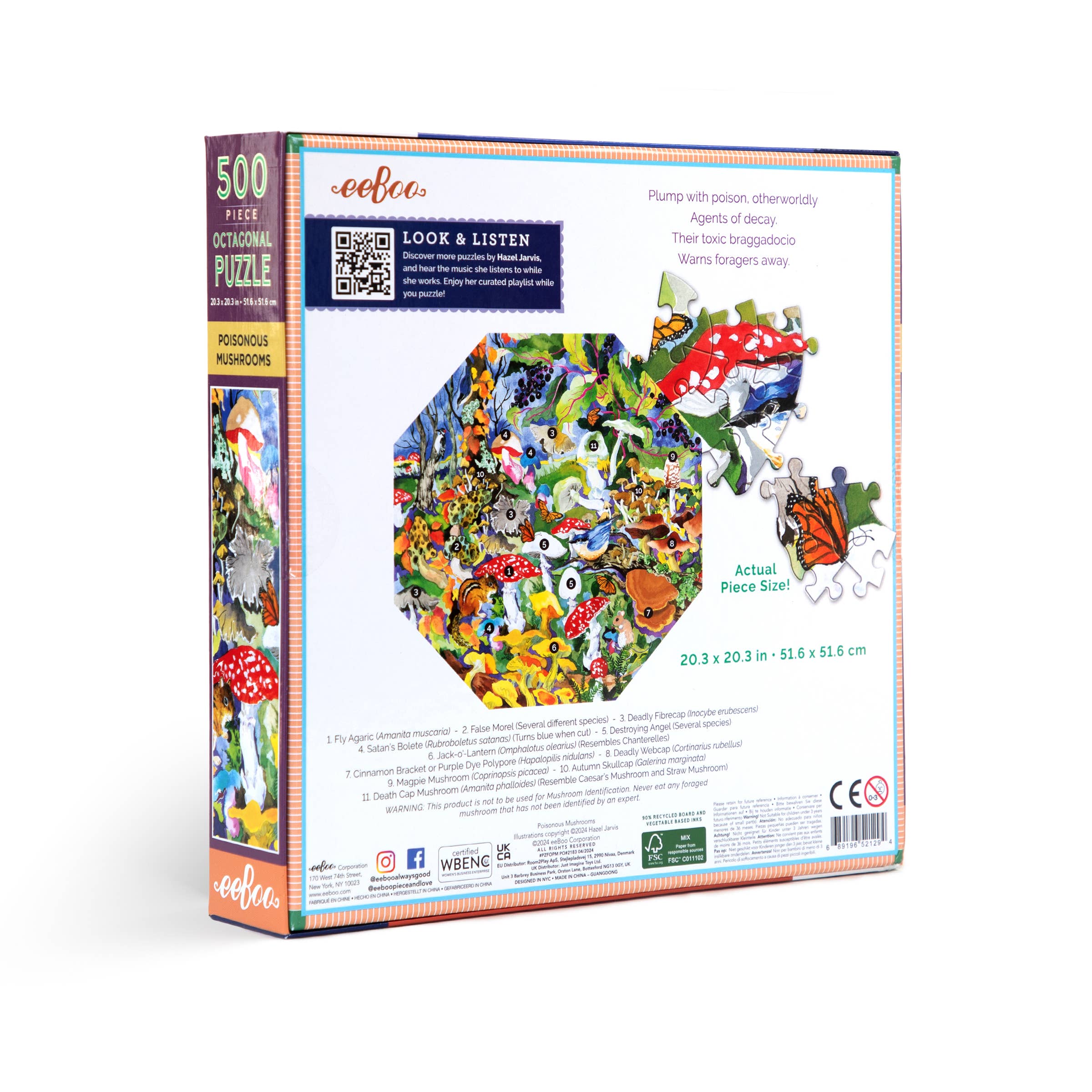 eeBoo - Vente Puzzle – adulte - Puzzle octogonal de 500 pièces sur les champignons toxiques1
