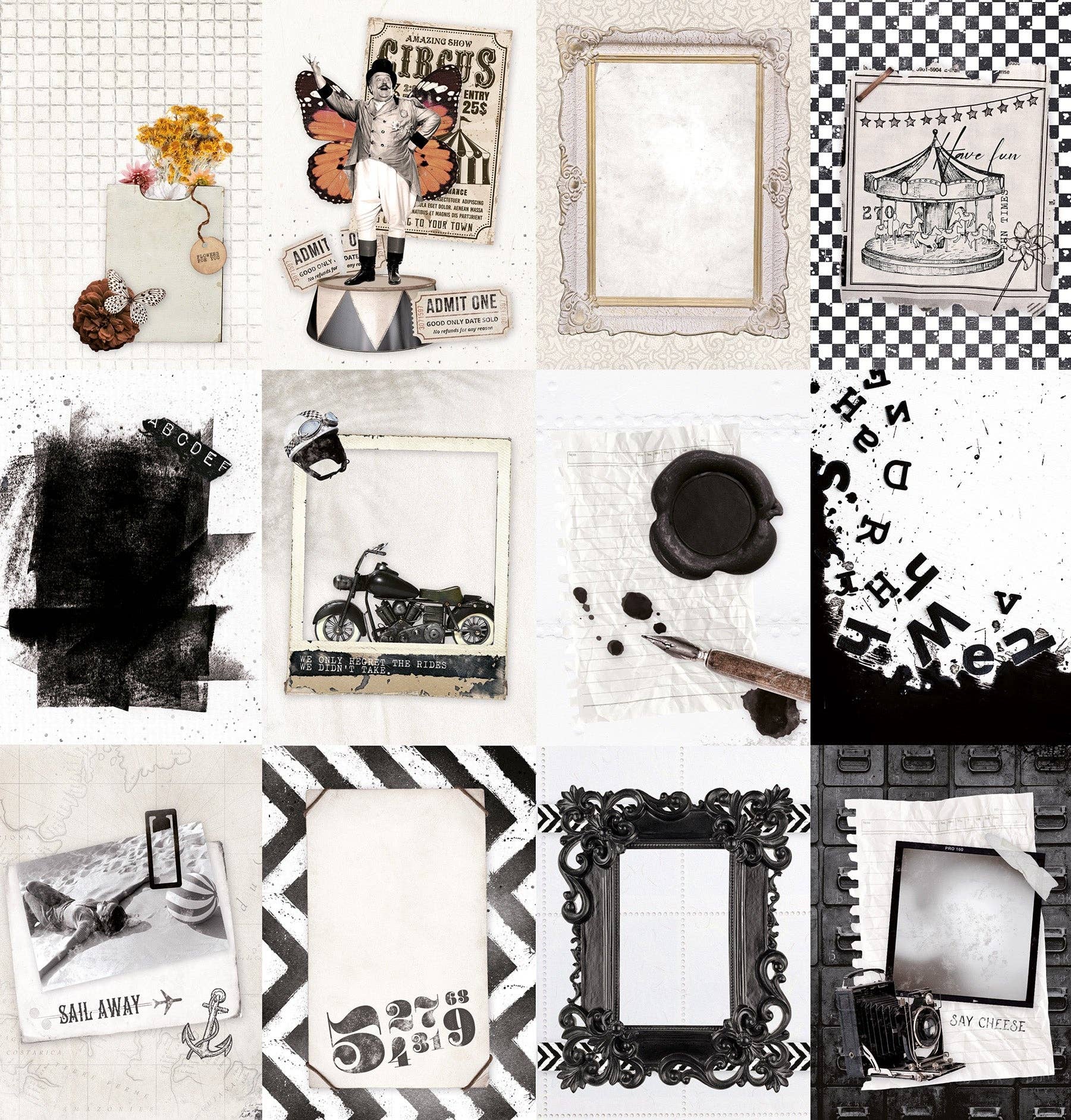 Ecstasy Crafts Distributing - Wholesale Scrapbook - SL Paperset Background Paper Vintage Treasures 304.8x304.8x0.5mm 12 SH nr.079