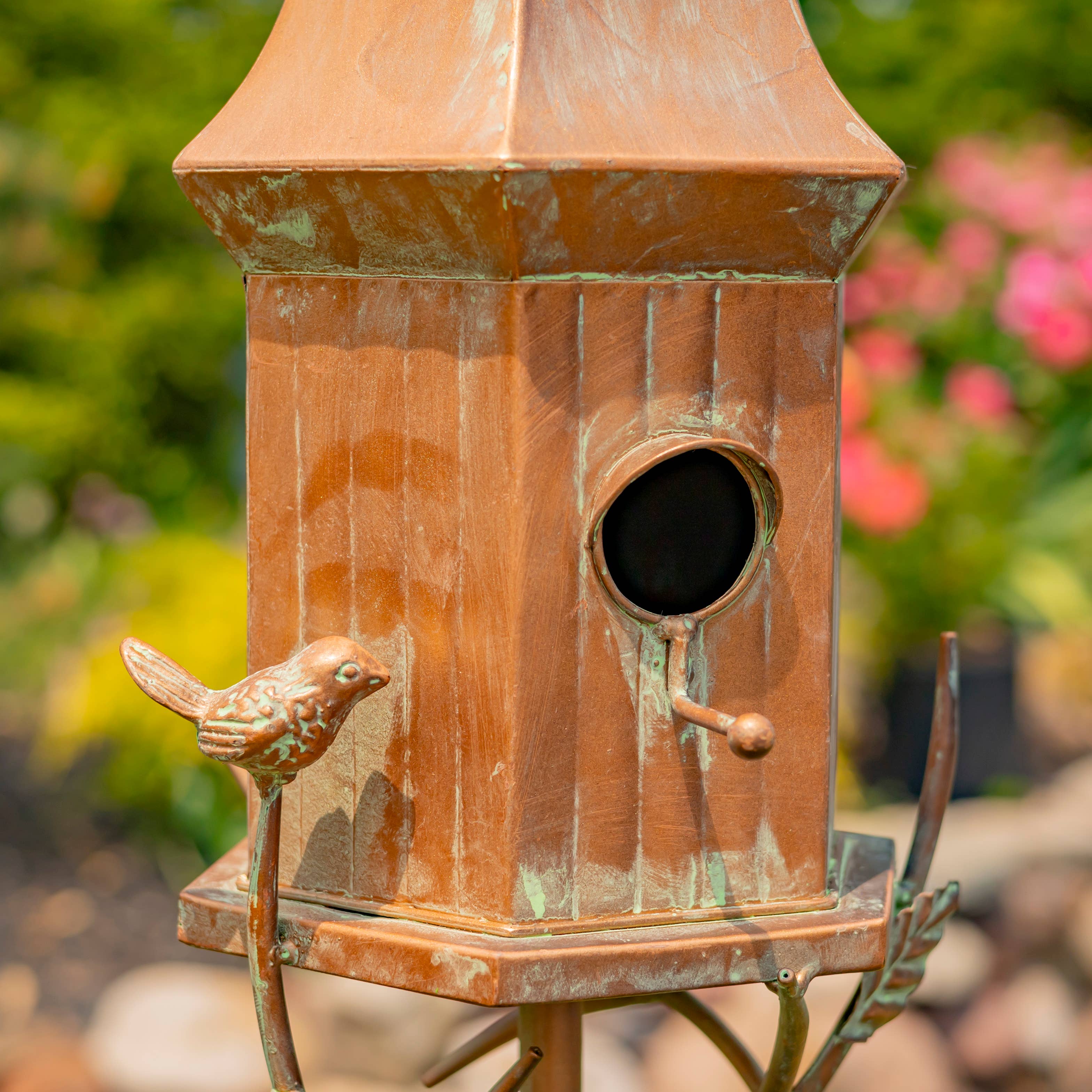 Zaer Ltd. International - Wholesale Bird House - 6" Tall Iron Birdhouse Stake "Victoria"- 2 Color Options 9
