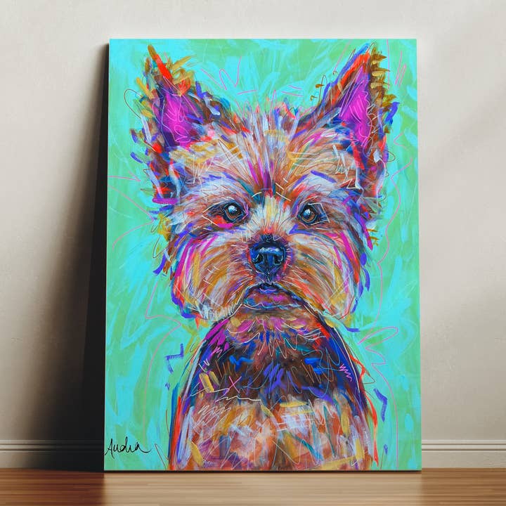 Lienzo de Yorkshire Terrier Yorkie - Pintura de Arte de Mascota Perro para venta al por mayor de Audra Style