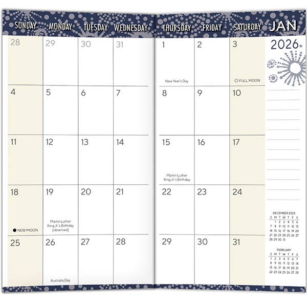 Sellers Publishing - Wholesale Calendar - Indigo Urchins 2026 Two-Year-Plus Pocket Planner3