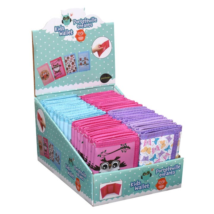 Espositore per portafogli in velcro per bambini per la vendita all'ingrosso da parte di Vizion Vogue