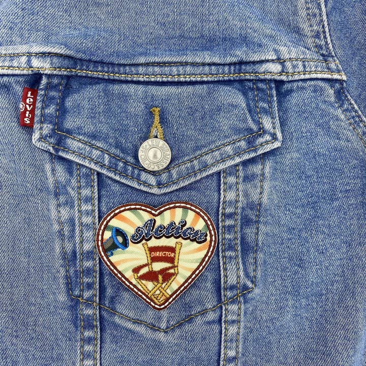 Wholesale Applique - Wholesale Patch - Action Director Chair, Heart-shaped, Retro Movies and Film, Embroidered, Iron on Patch