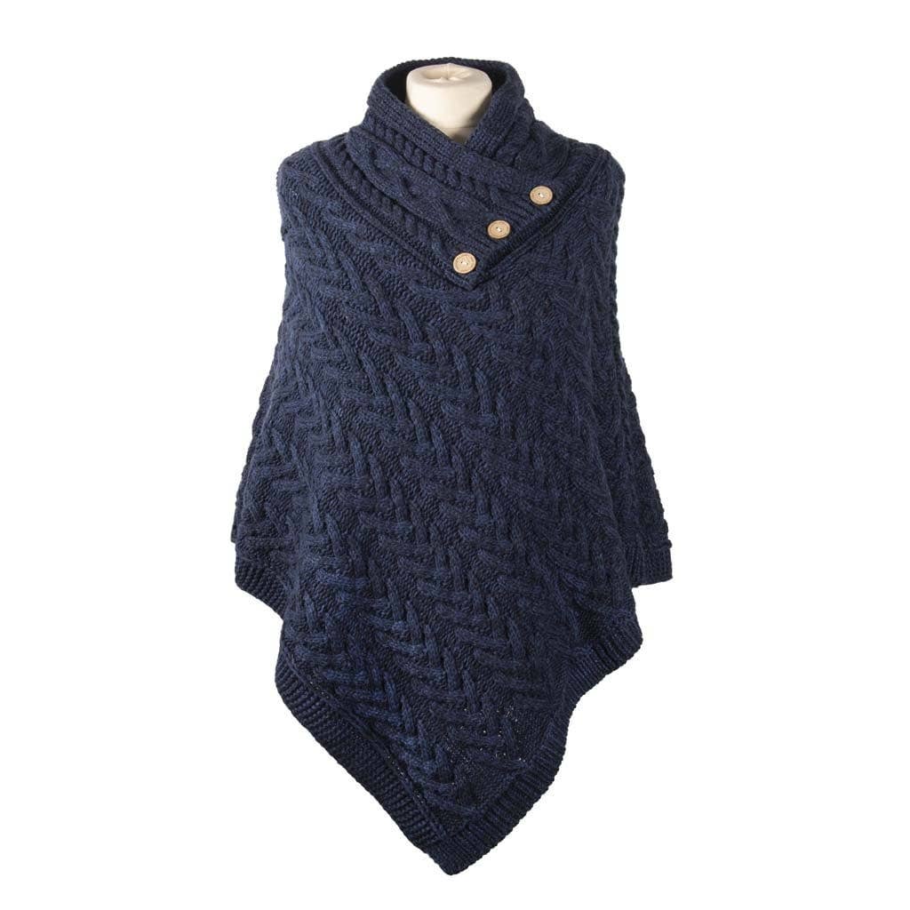 Eurostick - Wholesale Poncho - Women's - Aran Cable Button Shawl Neck Poncho10