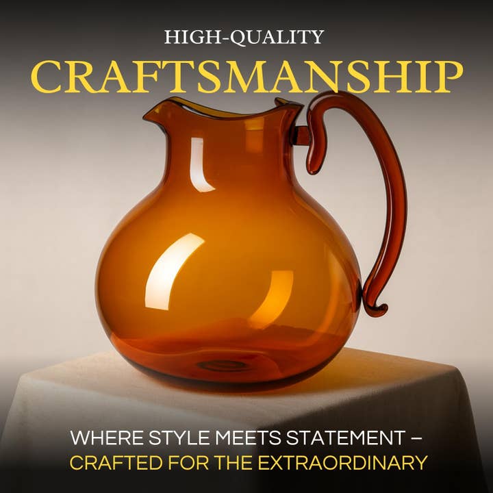 The Wine Savant / Khen Glassware - Wholesale Jug - Italian Design Amber Glass Jug Mouth-Blown Venetian Pitcher3