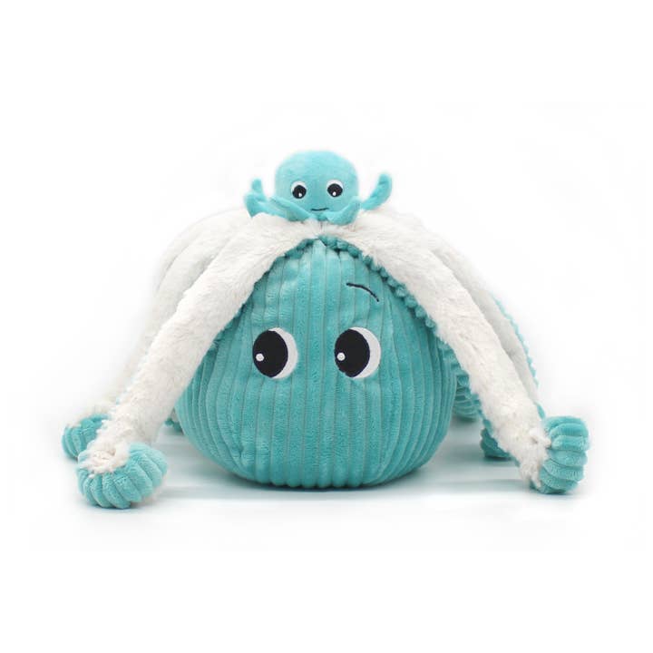 Les Déglingos, France – Großhandel Kuschel-/Plüschtier – Kind & Baby – LES PTIPOTOS - 45CM PLÜSCH MAMA&BABY OKTOPUS AQUABLAU2