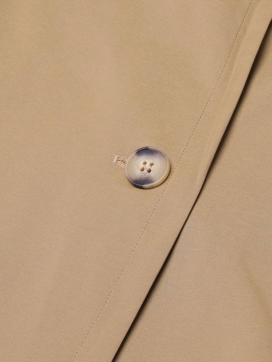 Khaki CT020 Women's Shoulder Ruffle Commuter Knee Length Coat for wholesale on Faire23