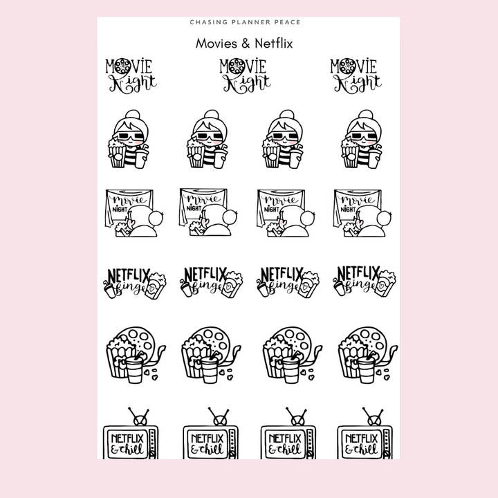 Planner Peace - Wholesale Sticker - Movies Sticker Sheet