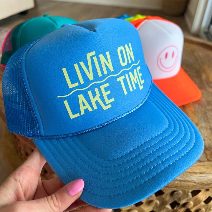 Livin' on Lake Time Trucker Hat | Lake Hat | Lake Trucker for wholesale by Emby Goods