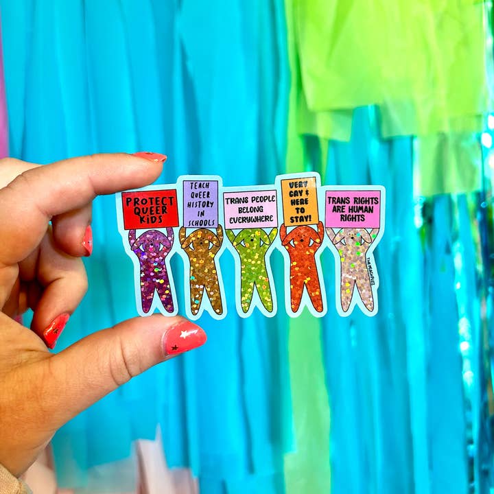 The Peach Fuzz - Wholesale Sticker - Pride Puppies Glitter Sticker