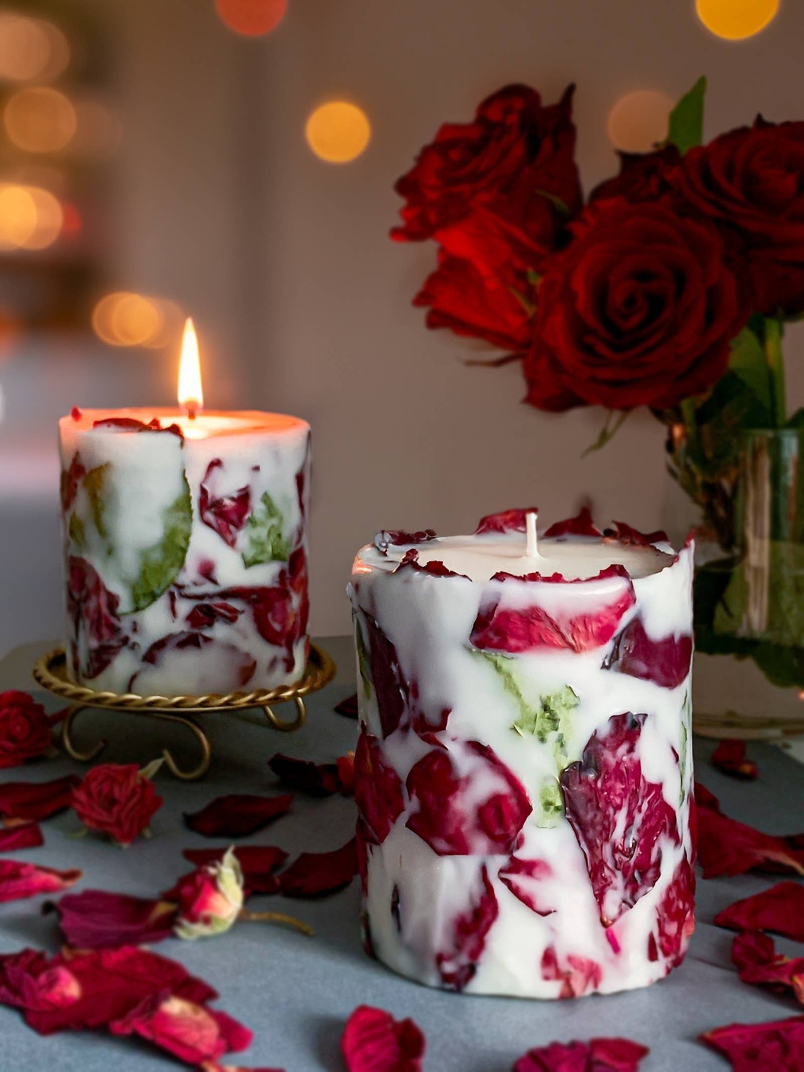 VR.candle - Wholesale Pillar Candle - Rose Petal Candle: Valentine's and Mother's day gifts