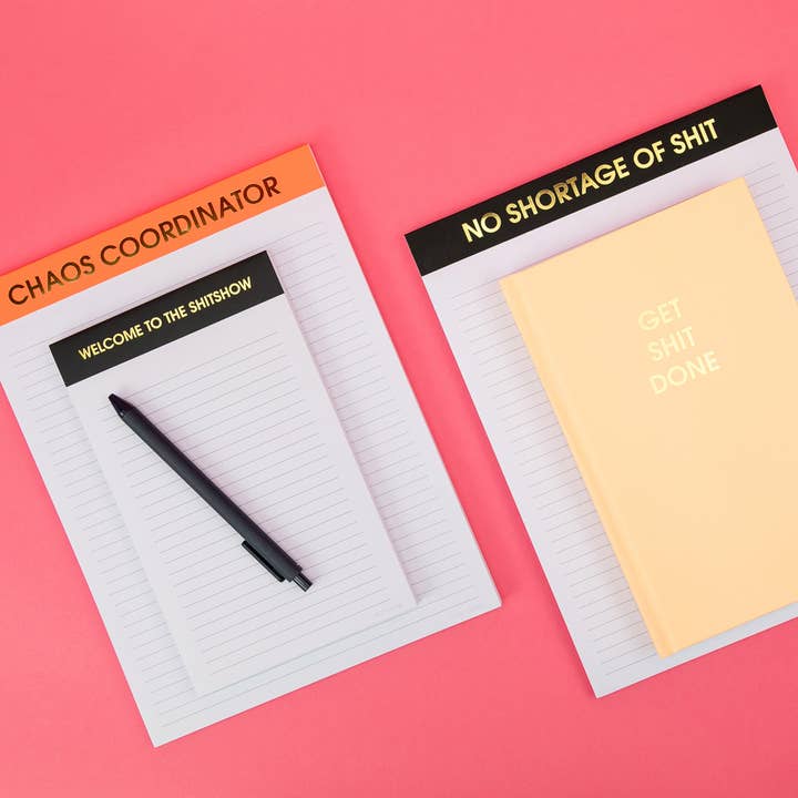 Chez Gagné - Wholesale Notepad - Chaos Coordinator - Large Memo Lined Notepad - Neon Orange - 65 perforated pages - 10x83